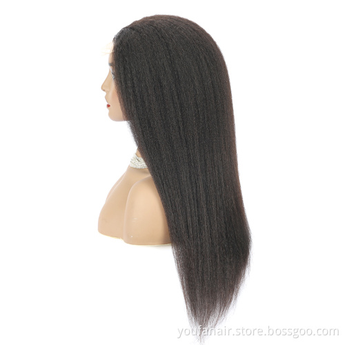 Yaki 4x4 Transparent Lace Closure Wig with Baby Hair High Quality Dropshipping Virgin Human Hair Kinky Straight Lace Front Wig